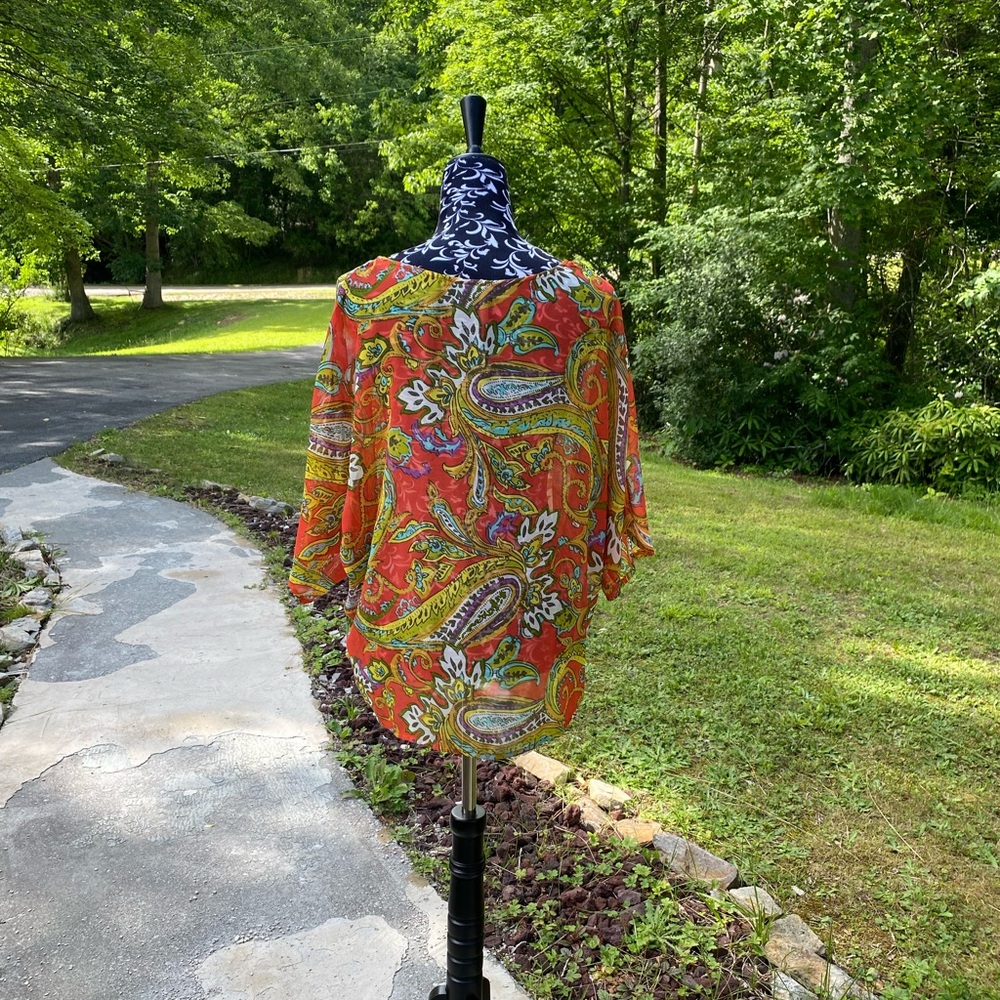 New Directions Weekend Women's Vintage Crochet Shear Multi-Color Blouse Size XL - Picture 4 of 10